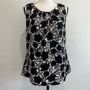 Banana Republic Black and White Floral Sleeveless Blouse